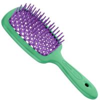 Щетка Janeke Superbrush Small для волос, зелено-фиолетовая