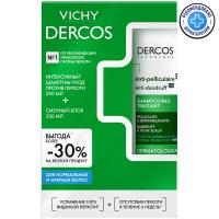 Набор Vichy Dercos, шампунь-уход против перхоти для нормальных и жирных волос, 200 мл + рефил, 500 мл