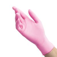 Перчатки нитриловые Мой Салон текстурированные на пальцах, розовые, размер XS, 50 пар