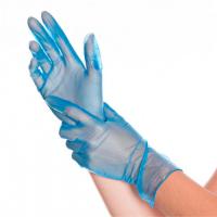 Перчатки виниловые одноразовые Мой Салон размер L, голубые, 50 пар