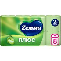 Бумага туалетная Zemma Плюс зеленая с ароматом яблока, 2 слоя, 8 рулонов