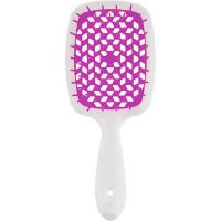 Щетка Janeke Superbrush с закругленными зубчиками, бело-фиолетовая, 20.3х8.5х3.1 см