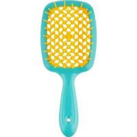 Щетка Janeke Superbrush с закругленными зубчиками, бирюзово-желтая, 20.3х8.5х3.1 см