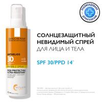 Спрей солнцезащитный La Roche-Posay Anthelios SPF30 невидимый для лица и тела, 200 мл