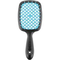 Щетка Janeke Superbrush с закругленными зубчиками, черно-голубая, 17.5х7х3 см