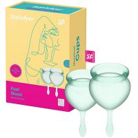 Чаша менструальная Satisfyer Feel Good светло-зеленая, 2 шт