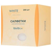 Салфетки одноразовые White Line 10х10 см белые в коробке, 200 шт