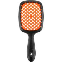 Щетка Janeke Superbrush с закругленными зубчиками, черно-оранжевая, 20.3х8.5х3.1 см