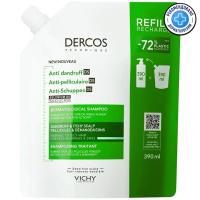Шампунь-уход интенсивный Vichy Dercos против перхоти для нормальных и жирных волос, рефил, 390 мл