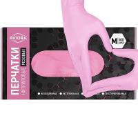 Перчатки нитриловые Aviora розовые, размер M, 100 шт.