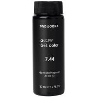 Краситель гелевый Obra Glow Gel Color полуперманентный для волос, 7.44 интенсивный медный средне-русый, 60 мл