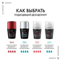 Дезодорант шариковый Vichy Homme против избыточного потоотделения с защитой 72 часа, 50 мл