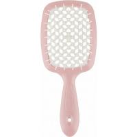 Щетка Janeke Superbrush с закругленными зубчиками, нежно-розовая с белым, 20.3х8.5х3.1 см