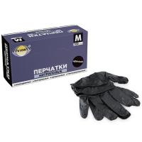 Перчатки нитриловые Aviora, неопудренные, одноразовые, черные, размер M, 50 пар