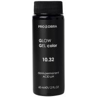 Краситель гелевый Obra Glow Gel Color полуперманентный для волос, 10.32 золотистый перламутровый светлый блонд, 60 мл