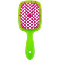 Щетка Janeke Superbrush с закругленными зубчиками, салатово-малиновая, 20.3х8.5х3.1 см