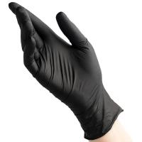 Перчатки нитриловые Benovy текстурированые на пальцах, черные, размер M, 50 пар