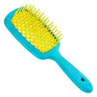 Щетка Janeke Superbrush Small для волос, голубая с желтым