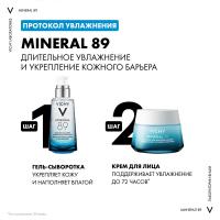 Гель-сыворотка Vichy Mineral 89 гиалуроновый для кожи, подверженной агрессивным внешним воздействиям, 50 мл
