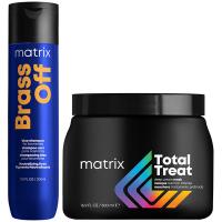 Набор Matrix для темного блонда, шампунь Brass Off, 300 мл + крем-маска Total Treat, 500 мл